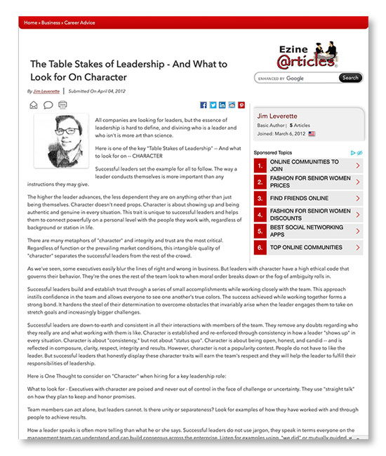 article-ezine-character The Table Stakes of Leadership - And What to Look for on Character